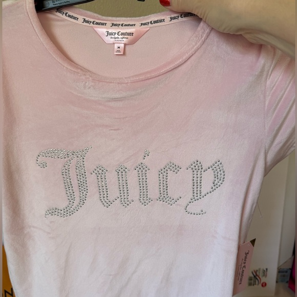 New Juicy Couture Pink Velour Bling Top & Pants 2 Piece Set - Picture 12 of 17